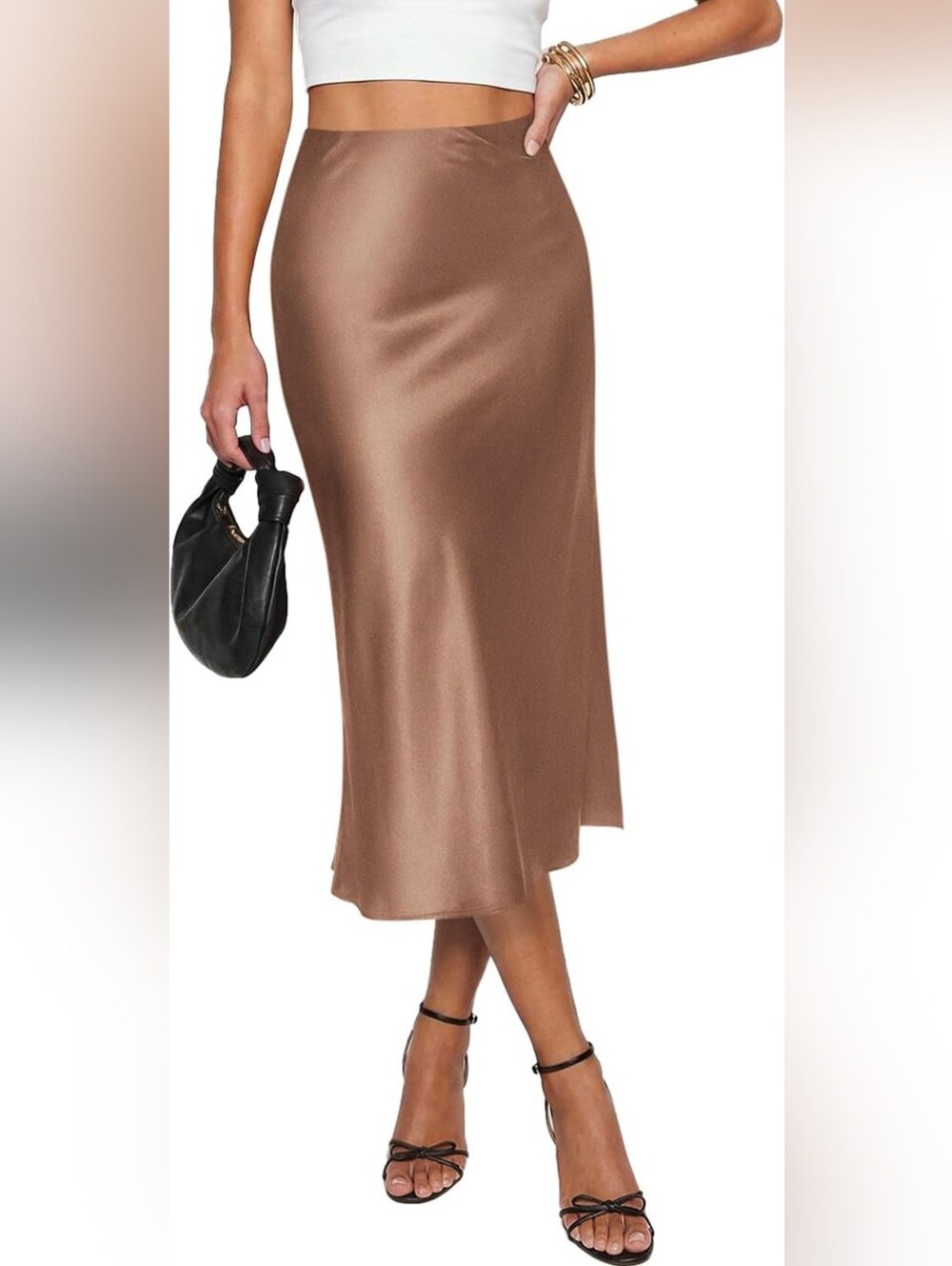 PRETTYGARDEN Womens Satin Skirt